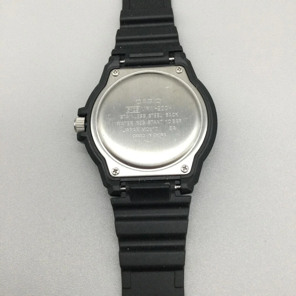 Casio MRW-200H Mens Watch 44mm Black Dial Day Date Diver 100M Resin Strap